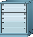 Midrange-Standard Cabinet - 6 Drawers - 30 x 28-1-4 x 37-3/16" - Single Drawer Access - Apex Tool & Supply