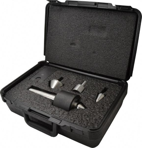 Riten - 4 Point, 550 Lb Max Workpiece, Bull Nose, Female, Standard & Tracer Points, Hardened Tool Steel, Live Center & Point Set - 4MT Taper, Interchangeable - Apex Tool & Supply