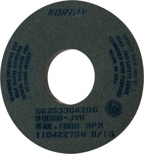 Norton - 14" Diam x 5" Hole x 1" Thick, J Hardness, 60 Grit Surface Grinding Wheel - Silicon Carbide, Type 1, Medium Grade, 1,800 Max RPM, Vitrified Bond, No Recess - Apex Tool & Supply