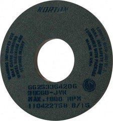 Norton - 14" Diam x 5" Hole x 1" Thick, J Hardness, 60 Grit Surface Grinding Wheel - Silicon Carbide, Type 1, Medium Grade, 1,800 Max RPM, Vitrified Bond, No Recess - Apex Tool & Supply