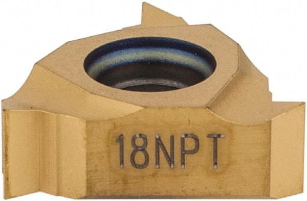 Seco - 11NR Internal Right Hand 18 NPT Laydown Threading Insert - Grade CP500, TiAlN/TiN Coated Carbide - Apex Tool & Supply