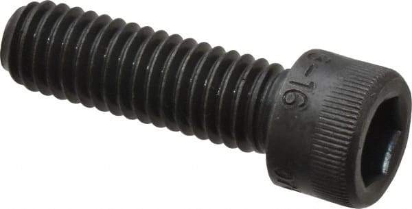 Made in USA - 3/8-16 UNC Hex Socket Drive, Socket Cap Screw - Alloy Steel, Black Oxide Finish, Fully Threaded, 1-1/4" Length Under Head - Apex Tool & Supply
