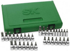 SK - 33 Piece, Screwdriver Bit Set - T10 to T55 Torx, 1/8 to 3/8, 2 to 10 Hex, #4 to 6 Slotted, #1 to 3 Phillips & #2 Pozidriv - Apex Tool & Supply