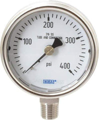 Wika - 2-1/2" Dial, 1/4 Thread, 0-400 Scale Range, Pressure Gauge - Lower Connection Mount, Accurate to 2-1-2% of Scale - Apex Tool & Supply