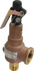 Midwest Control - 3/4" Inlet, 1" Outlet, ASME Safety Relief Valve - 135 Max psi, Bronze, 567 Cubic' per Min - Apex Tool & Supply