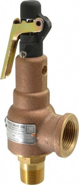 Midwest Control - 3/4" Inlet, 1" Outlet, ASME Safety Relief Valve - 150 Max psi, Bronze, 625 Cubic' per Min - Apex Tool & Supply