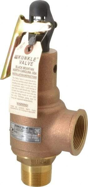 Midwest Control - 1-1/4" Inlet, 1-1/2" Outlet, ASME Safety Relief Valve - 150 Max psi, Bronze, 1,602 Cubic' per Min - Apex Tool & Supply