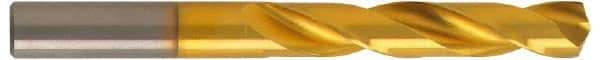 Guhring - 9.6mm 140° Solid Carbide Jobber Drill - TiN Finish, Right Hand Cut, Spiral Flute, Straight Shank, 105mm OAL, SU Point - Apex Tool & Supply