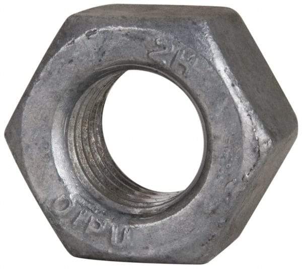 Value Collection - 3/4-10 UNC Steel Right Hand Heavy Hex Nut - 1-1/4" Across Flats, 47/64" High, Hot Dipped Galvanized Finish - Apex Tool & Supply