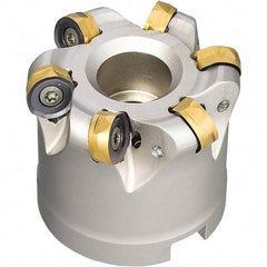 Iscar - 2-1/2" Cut Diam, 0.34" Max Depth, 1" Arbor Hole, 7 Inserts, H400 RNHU Insert Style, Indexable Copy Face Mill - H400 FR-12 Cutter Style, 1.97" High, Through Coolant, Series Helido - Apex Tool & Supply