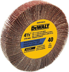 DeWALT - 4-1/2" Diam, 40 Grit Aluminum Oxide Unmounted Flap Wheel - 5/8-11 Thread, 1-1/8" Wide, Coated, Coarse Grade, 13,300 Max RPM - Apex Tool & Supply