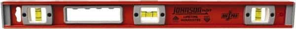 Johnson Level & Tool - Magnetic 24" Long 3 Vial I-Beam Level - Aluminum, Black, 2 Plumb & 1 Level Vials - Apex Tool & Supply