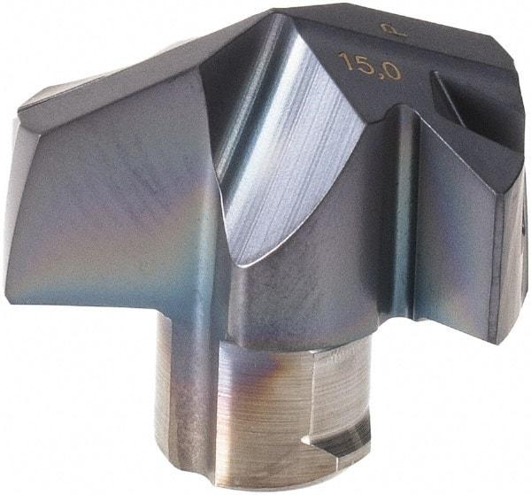 Iscar - Series ICP, 15.01mm Diam Grade IC908 140° Replaceable Drill Tip - Carbide, TiAlN Finish, 15 Seat Size - Apex Tool & Supply