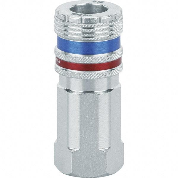 Dynabrade - Female NPT Pneumatic Hose Coupler - Steel/Brass, 3/8" Body Diam - Apex Tool & Supply