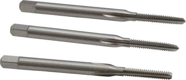 Cleveland - #3-48 UNC, 3 Flute, Bottoming, Plug & Taper, Bright Finish, High Speed Steel Tap Set - Right Hand Cut, 1-13/16" OAL, 1/2" Thread Length - Apex Tool & Supply