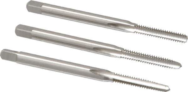 Cleveland - #4-40 UNC, 3 Flute, Bottoming, Plug & Taper, Bright Finish, High Speed Steel Tap Set - Right Hand Cut, 1-7/8" OAL, 0.31" Thread Length - Apex Tool & Supply