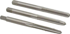 Cleveland - #10-24 UNC, 3 Flute, Bottoming, Plug & Taper, Bright Finish, High Speed Steel Tap Set - Right Hand Cut, 2-3/8" OAL, 1/2" Thread Length - Apex Tool & Supply