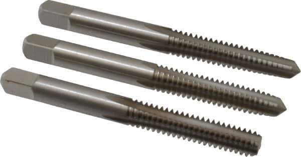 Cleveland - 1/4-20 UNC, 4 Flute, Bottoming, Plug & Taper, Bright Finish, High Speed Steel Tap Set - Right Hand Cut, 63.5mm OAL, 0.63" Thread Length - Apex Tool & Supply