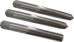 Cleveland - 3/8-16 UNC, 4 Flute, Bottoming, Plug & Taper, Bright Finish, High Speed Steel Tap Set - Right Hand Cut, 2.938" OAL, 3/4" Thread Length - Apex Tool & Supply