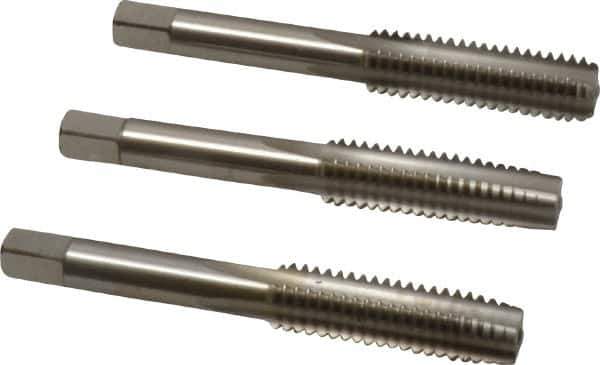 Cleveland - 7/16-14 UNC, 4 Flute, Bottoming, Plug & Taper, Bright Finish, High Speed Steel Tap Set - Right Hand Cut, 3-5/32" OAL, 0.88" Thread Length - Apex Tool & Supply