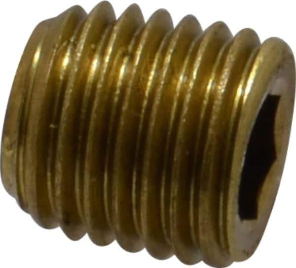 Made in USA - 1/16-27, 5/16" OAL, Brass Socket Pressure Plug - 3/4" Taper per Foot, 5/32" Hex Key - Apex Tool & Supply