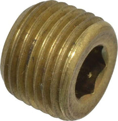 Made in USA - 1/8-27, 5/16" OAL, Brass Socket Pressure Plug - 3/4" Taper per Foot, 3/16" Hex Key - Apex Tool & Supply
