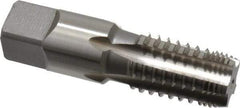 Cleveland - 3/8-18 NPT, 4 Flutes, Bright Finish, High Speed Steel, Interrupted Thread Pipe Tap - 2-9/16 Inch Overall Length, 0.7 Inch Shank Diameter, 1-1/16 Inch Thread Length, 0.53 Inch Square Size, Regular Hook, Plug Chamfer - Apex Tool & Supply