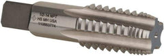 Cleveland - 1/2-14 NPT, 4 Flutes, Bright Finish, High Speed Steel, Interrupted Thread Pipe Tap - 3-1/8 Inch Overall Length, 11/16 Inch Shank Diameter, 1-3/8 Inch Thread Length, 0.51 Inch Square Size, Regular Hook, Plug Chamfer - Apex Tool & Supply