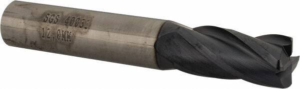 SGS - 12mm, 4 Flute, Single End, Solid Carbide, 1.5mm Corner Radius End Mill - 2-61/64" OAL, 30° Helix, Right Hand Flute, 0.984" LOC, Right Hand Cut - Apex Tool & Supply