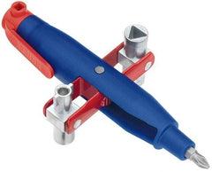 Knipex - 1 Piece Cabinet Key - 3 to 5mm Two-Way Key Bit Capacity, 5, 6, 8mm Square Capacity, 9mm Triangular Capacity - Apex Tool & Supply
