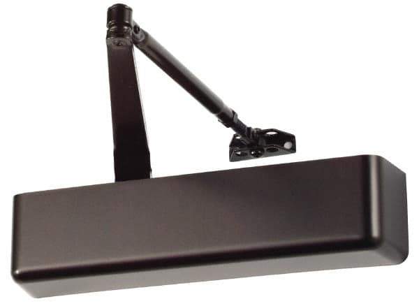 Falcon - Push & Pull Side Mount, Medium Duty Multi Size ADA Compliant Door Closer Full Cover Power Operated Damper - Nonhanded, Dark Bronze Finish - Apex Tool & Supply