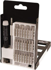 Wiha - 27 Piece, 4mm Drive Screwdriver Micro Bit Set - #000 to #1 Phillips, 0.7 to 4mm Hex, T3 to T15 Torx, 1.5, 2, 3 & 4mm Slotted - Apex Tool & Supply
