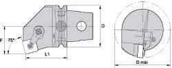 Kennametal - Right Hand Cut, Size KM63, SN.. Insert Compatiblity, Internal Modular Turning & Profiling Cutting Unit Head - 43mm Ctr to Cutting Edge, 60mm Head Length, Through Coolant, Series Kenloc - Apex Tool & Supply