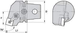 Kennametal - Right Hand Cut, Size KM63, SN.. Insert Compatiblity, External Modular Turning & Profiling Cutting Unit Head - 38mm Ctr to Cutting Edge, 60mm Head Length, Through Coolant, Series Kenloc - Apex Tool & Supply