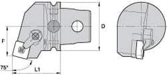 Kennametal - Right Hand Cut, Size KM63, SN.. Insert Compatiblity, External Modular Turning & Profiling Cutting Unit Head - 38mm Ctr to Cutting Edge, 60mm Head Length, Through Coolant, Series Kenloc - Apex Tool & Supply