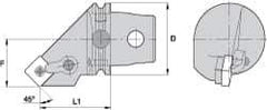 Kennametal - Right Hand Cut, Size KM63, SN.. Insert Compatiblity, External Modular Turning & Profiling Cutting Unit Head - 43mm Ctr to Cutting Edge, 68mm Head Length, Through Coolant, Series Kenloc - Apex Tool & Supply