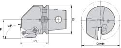 Kennametal - Left Hand Cut, Size KM63, TN.. Insert Compatiblity, Internal Modular Turning & Profiling Cutting Unit Head - 43mm Ctr to Cutting Edge, 60mm Head Length, Through Coolant, Series Kenloc - Apex Tool & Supply