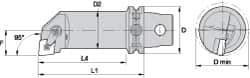 Kennametal - Left Hand Cut, 50mm Min Bore Diam, Size KM63 Steel Modular Boring Cutting Unit Head - 4.6063" Max Bore Depth, Through Coolant, Compatible with CN.. - Apex Tool & Supply