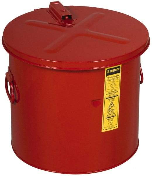 Justrite - 8 Gallon Capacity, Coated Steel, Red Dip Tank - 14-1/4 Inch High x 15-5/8 Inch Diameter, Includes Fusible Link - Apex Tool & Supply