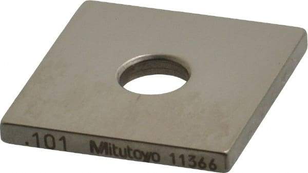 Mitutoyo - 0.101" Square Steel Gage Block - Accuracy Grade 0, Includes Certificate of Inspection - Apex Tool & Supply