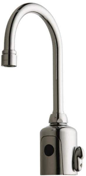 Chicago Faucets - Polished Chrome Plated Electronic User Adjustable Temperature Control Mixer Sensor Faucet - Powered by 6 Volt Lithium CRP2 Battery (Included), Gooseneck Spout, 4 to 8" Mounting Centers - Apex Tool & Supply