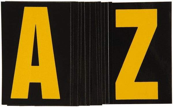 Made in USA - Letter Label - Legend: A-Z, English, Yellow & Black - Apex Tool & Supply