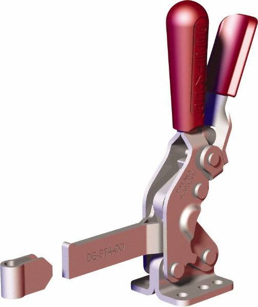 De-Sta-Co - 1,000 Lb Holding Capacity, Vertical Handle, Manual Hold Down Toggle Clamp - 64° Handle Movement, 76° Bar Opening, Solid Bar, Flanged Base, Carbon Steel - Apex Tool & Supply