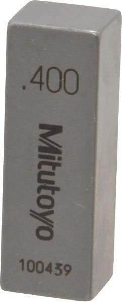 Mitutoyo - 0.4" Rectangular Steel Gage Block - Accuracy Grade AS-1, Includes Certificate of Inspection - Apex Tool & Supply