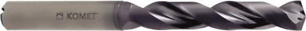 Komet - 12.8mm 140° Solid Carbide Jobber Drill - TiAlN Finish, Right Hand Cut, Spiral Flute, Straight Shank, 124mm OAL - Apex Tool & Supply