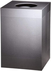 Rubbermaid - 40 Gal Silver Square Decorative Waste Receptacle With Top - Steel, 30" High x 476.25mm Long x 476.25mm Wide - Apex Tool & Supply