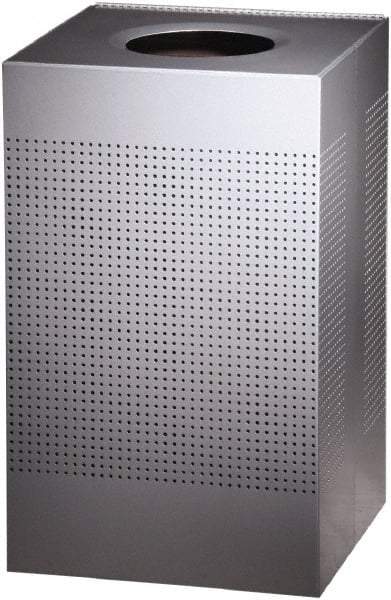 Rubbermaid - 20 Gal Silver Square Decorative Waste Receptacle With Top - Steel, 30" High x 476.25mm Long x 476.25mm Wide - Apex Tool & Supply