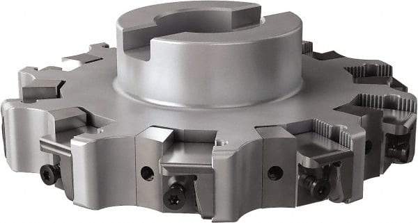 Seco - Shell Mount Connection, 0.63" Cutting Width, 1.579" Depth of Cut, 6" Cutter Diam, 1-1/2" Hole Diam, 10 Tooth Indexable Slotting Cutter - R335.25 Toolholder, XNHQ, LNHQ Insert, Right Hand Cutting Direction - Apex Tool & Supply