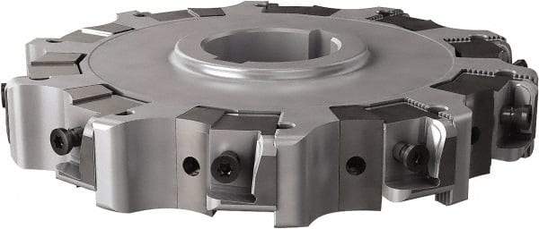Seco - Arbor Hole Connection, 0.63" Cutting Width, 1.98" Depth of Cut, 160mm Cutter Diam, 1.5748" Hole Diam, 10 Tooth Indexable Slotting Cutter - 335.25 Toolholder, XNHQ, LNHQ Insert, Right Hand Cutting Direction - Apex Tool & Supply