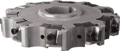 Seco - Arbor Hole Connection, 0.63" Cutting Width, 1.98" Depth of Cut, 160mm Cutter Diam, 1.5748" Hole Diam, 10 Tooth Indexable Slotting Cutter - 335.25 Toolholder, XNHQ, LNHQ Insert, Right Hand Cutting Direction - Apex Tool & Supply